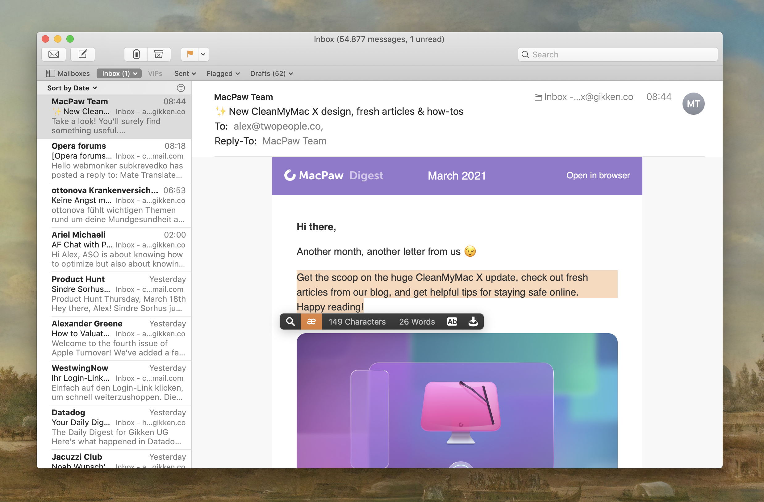 how to log out of mail on mac